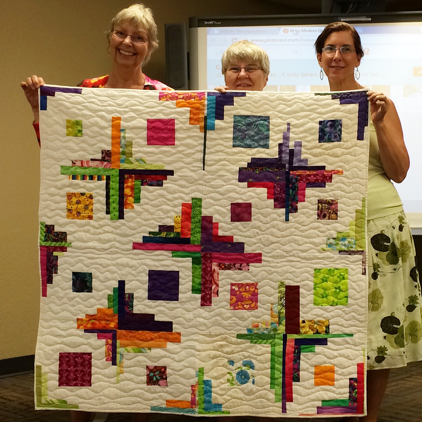 Gwen Smith and Nancy England-colorful quilt