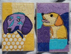 quilted post cards of dog